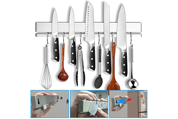 Why is the 304 stainless steel double sided magnetic knife holder an ideal choice for modern kitchen storage?